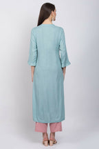 Joban Fashion L.Blue Cotton Rayon Kurta Set