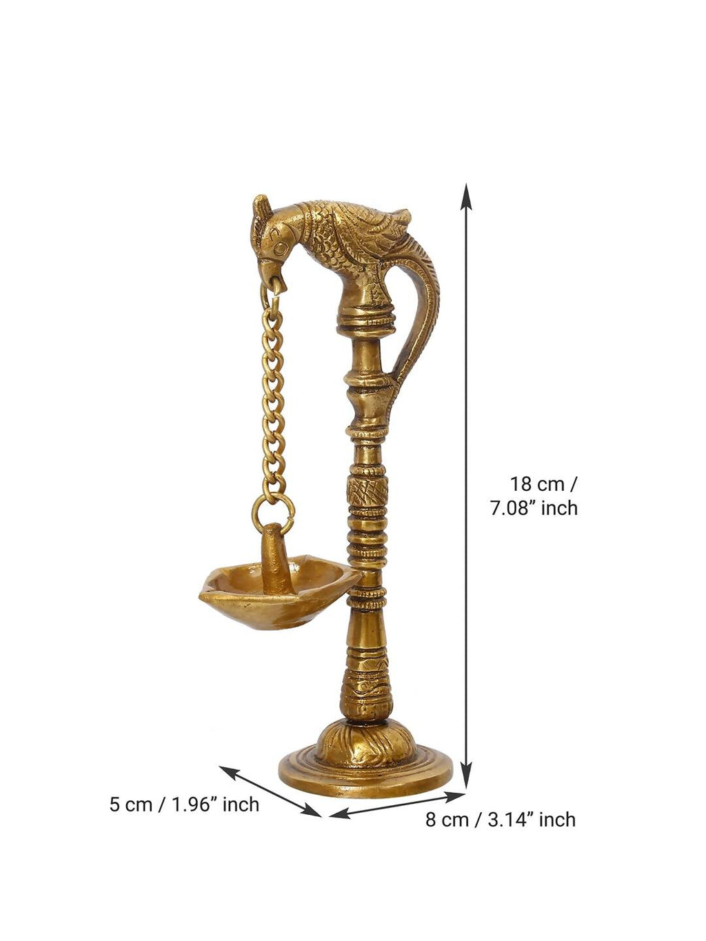 eCraftIndia Gold Toned Decorative Brass Parrot Diya