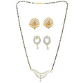 AanyaCentric Gold-Polished Mangalsutra with Pendant, 2 Pair Earrings