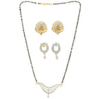 AanyaCentric Gold-Polished Mangalsutra with Pendant, 2 Pair Earrings