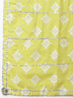 Myshka Yellow Pure Cotton Printed Sleeveless Round Neck Kurta Palazzo Dupatta Set