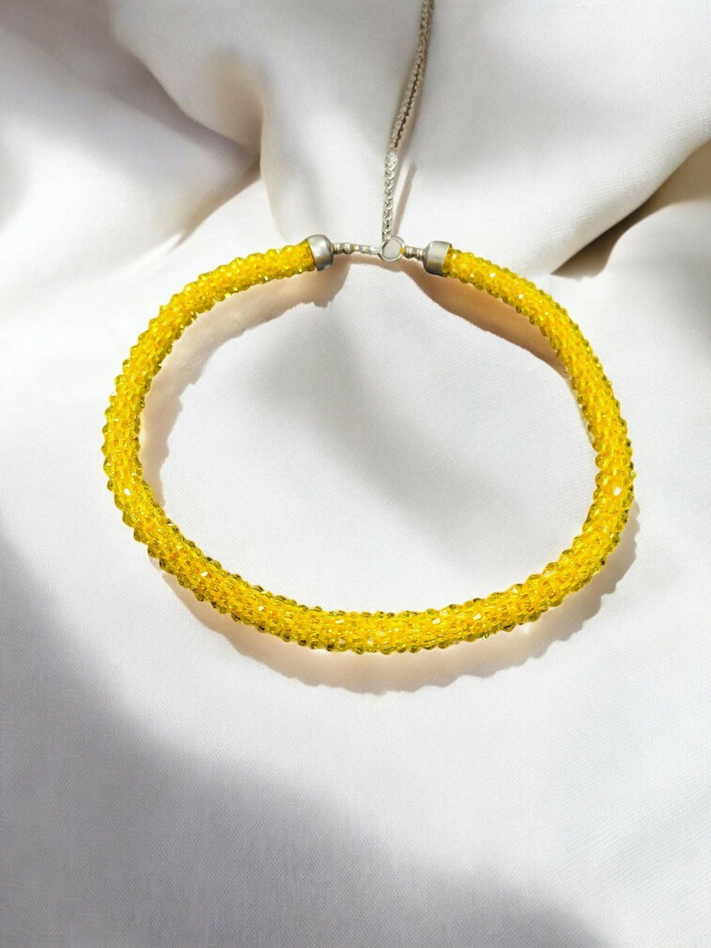 Inhanns Noor-E-Jalwa – Handmade Crystal Bead Necklace -Adjustable - Yellow Only Necklace