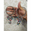 Silver Color With Multicolor Pearls Latkan Jhumki Bangles