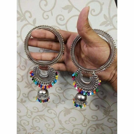 MS Fashion India Silver Color With Multicolor Pearls Latkan Jhumki Bangles