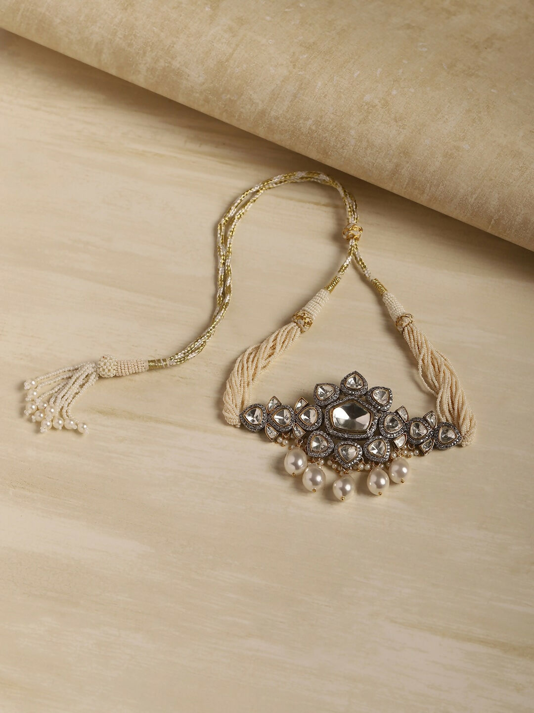 Kundan & Pearl Drop Choker- Ruby Raang