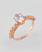 VOJ white CZ-detail Stainless Steel Cubic Zirconia Gold-Polished adjustable finger Ring