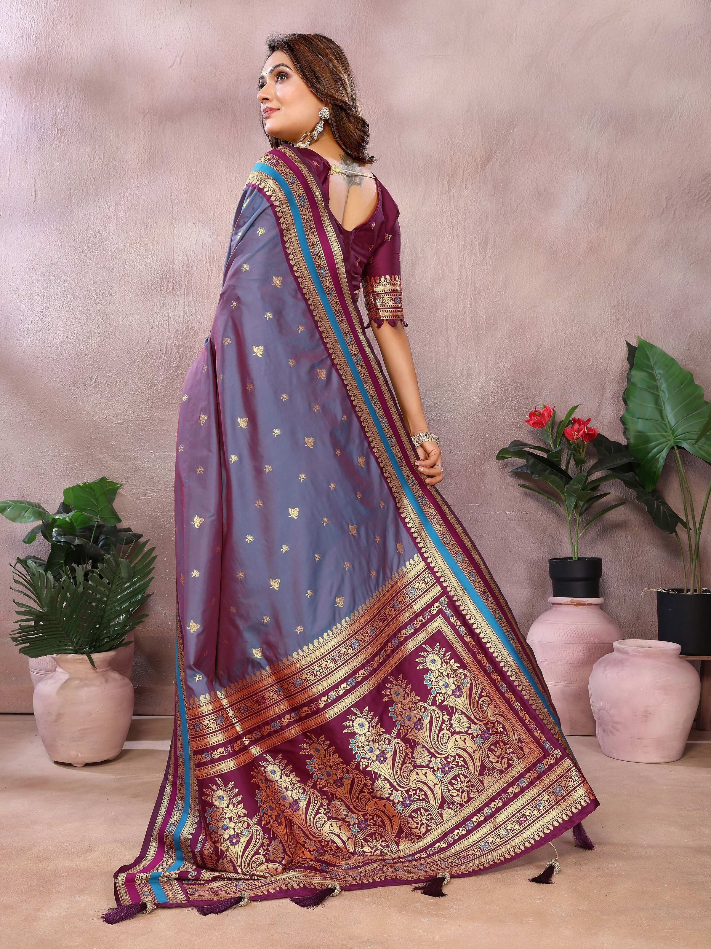 Aastha Fashion Grey Kalamkari Silk Weaving Saree - Distacart