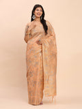 Shree Shyam Fashion Linen Cotton Orange Saree - Distacart