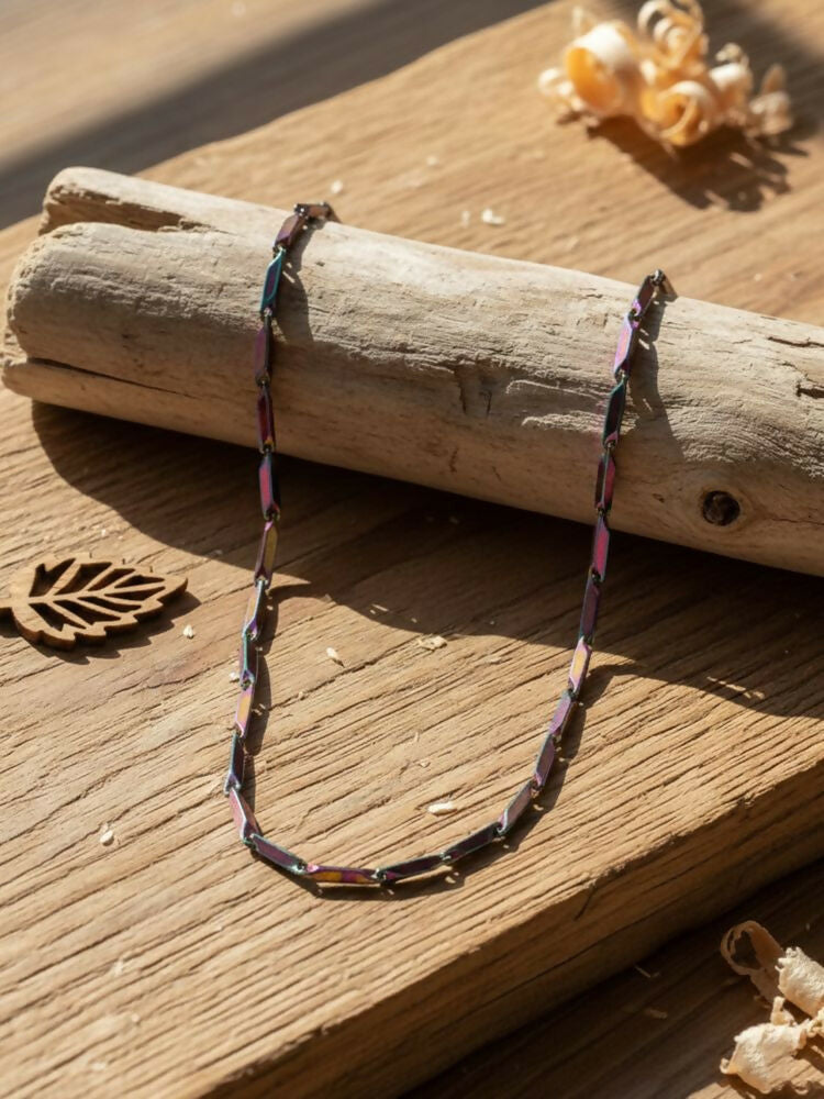 NVR Men's Handcrafted Multicolour Rhodium Plated Chain - Distacart