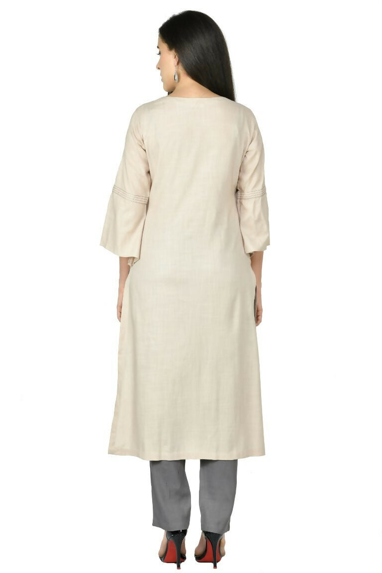 Joban Fashion Beige Cotton Rayon Kurta Set
