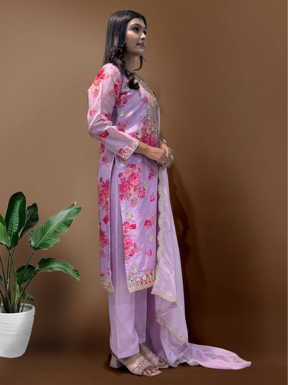 Prazu Fashion Lavender Organza Embroidery Coding Sequin Salwar Suit - Distacart