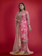 Prazu Fashion Peach Organza Embroidery Coding Sequin Salwar Suit - Distacart