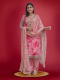 Prazu Fashion Peach Organza Embroidery Coding Sequin Salwar Suit - Distacart