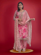 Prazu Fashion Peach Organza Embroidery Coding Sequin Salwar Suit - Distacart