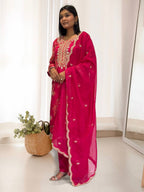 Prazu Fashion Pink Organza Embroidery Coding Sequin Salwar Suit - Distacart