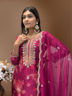 Prazu Fashion Rani Pink Organza Embroidery Coding Sequin Salwar Suit - Distacart