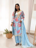 Prazu Fashion Sky Blue Organza Embroidery Coding Sequin Salwar Suit - Distacart