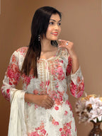 Prazu Fashion White Organza Embroidery Coding Sequin Salwar Suit - Distacart