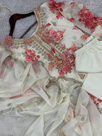 Prazu Fashion White Organza Embroidery Coding Sequin Salwar Suit - Distacart