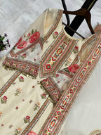Prazu Fashion Cream Chinon Silk Digital Print Sharara Suit - Distacart