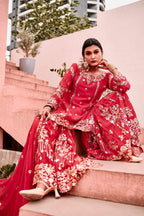 Prazu Fashion Rama Chinon Silk Embroidered Sharara Style Suit