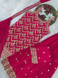 Prazu Fashion Pink Georgette Embroidered Sequin Palazzo Suit - Distacart