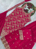 Prazu Fashion Pink Georgette Embroidered Sequin Palazzo Suit - Distacart
