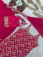 Prazu Fashion Pink Georgette Embroidered Sequin Palazzo Suit - Distacart