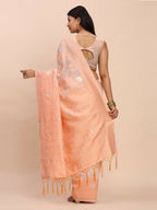 Shree Shyam Fashion Linen Cotton Peach Saree - Distacart