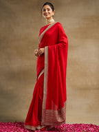 kasee Solid Embroidered Pure Silk Saree - Distacart