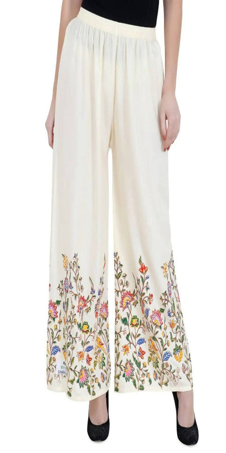 Mominos Fashion Off White Floral Design Palazzo