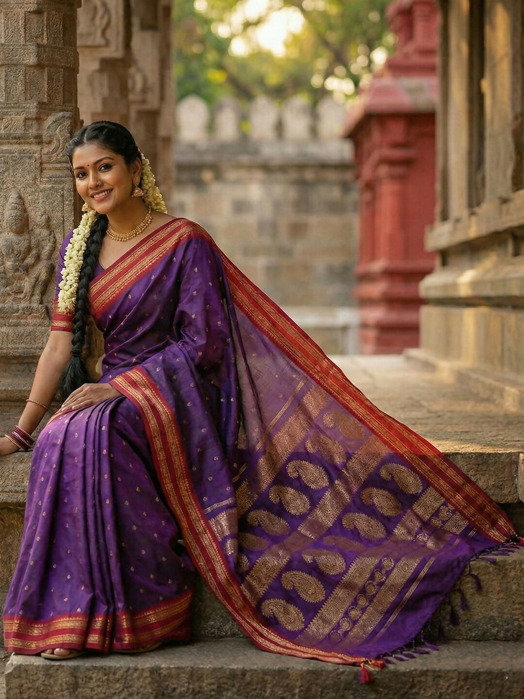 Shree Shyam Fashion Purple Cotton Saree - Distacart