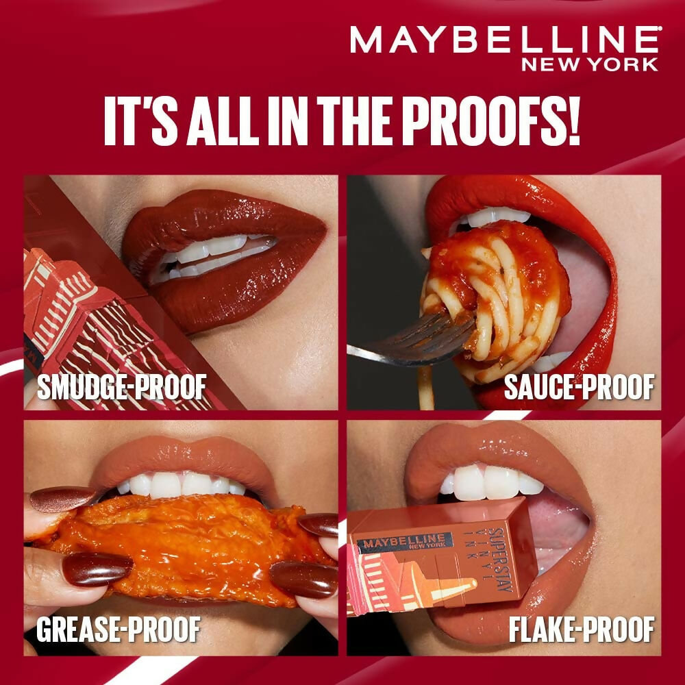 Maybelline New York Super Stay Vinyl Ink Liquid Lipstick, Instant Shine Lasts Up To 16H - Sweet N Sour Sauce