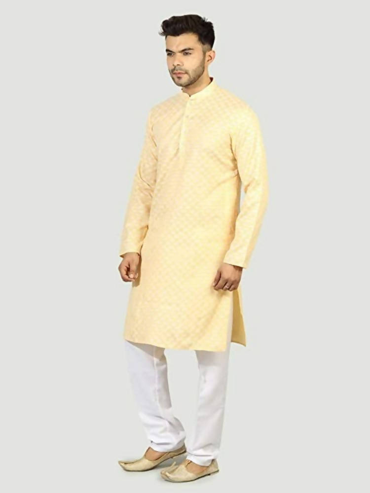 Uri And Mackenzie Mens Casual Cotton Blend kurta Pajama Set (Light Yellow) - Distacart
