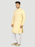 Uri And Mackenzie Mens Casual Cotton Blend kurta Pajama Set (Light Yellow) - Distacart