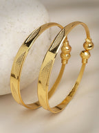 NVR Women's Set of 2 Gold-Plated Handcrafted Adjustable Bangles - Distacart