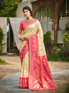Shree Shyam Fashion Cream Soft Silk Saree - Distacart