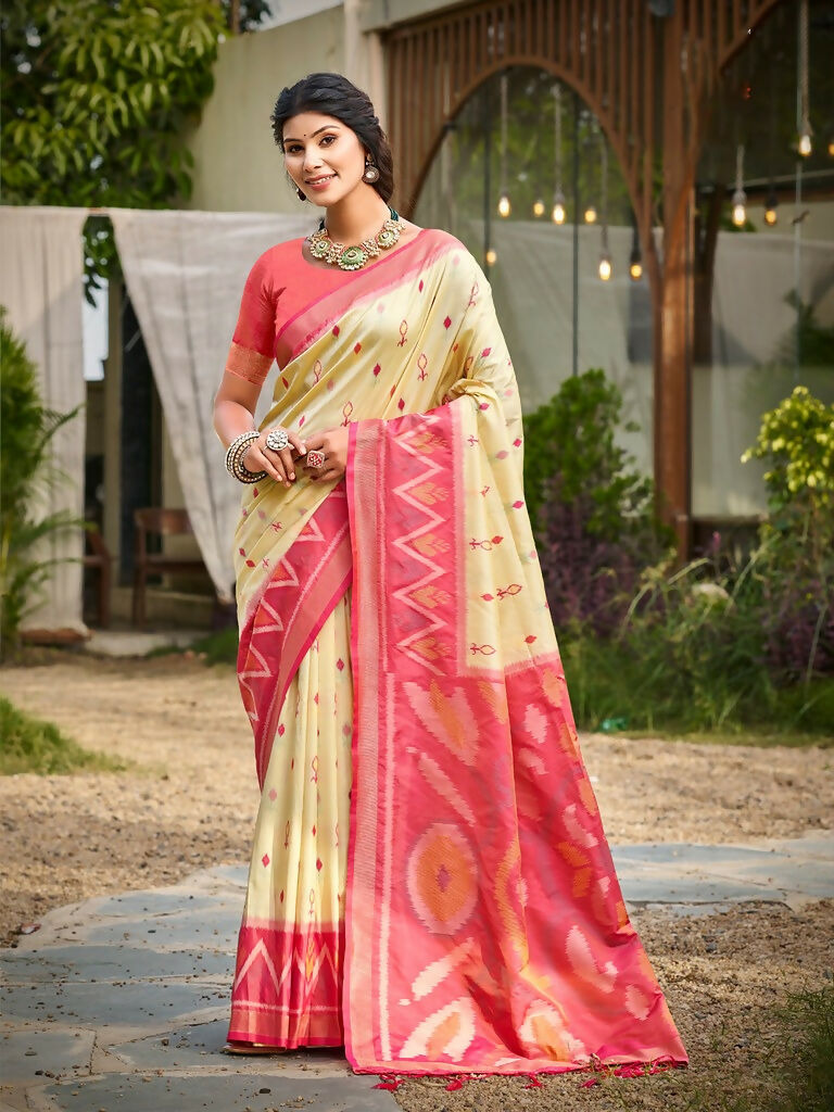Shree Shyam Fashion Cream Soft Silk Saree - Distacart