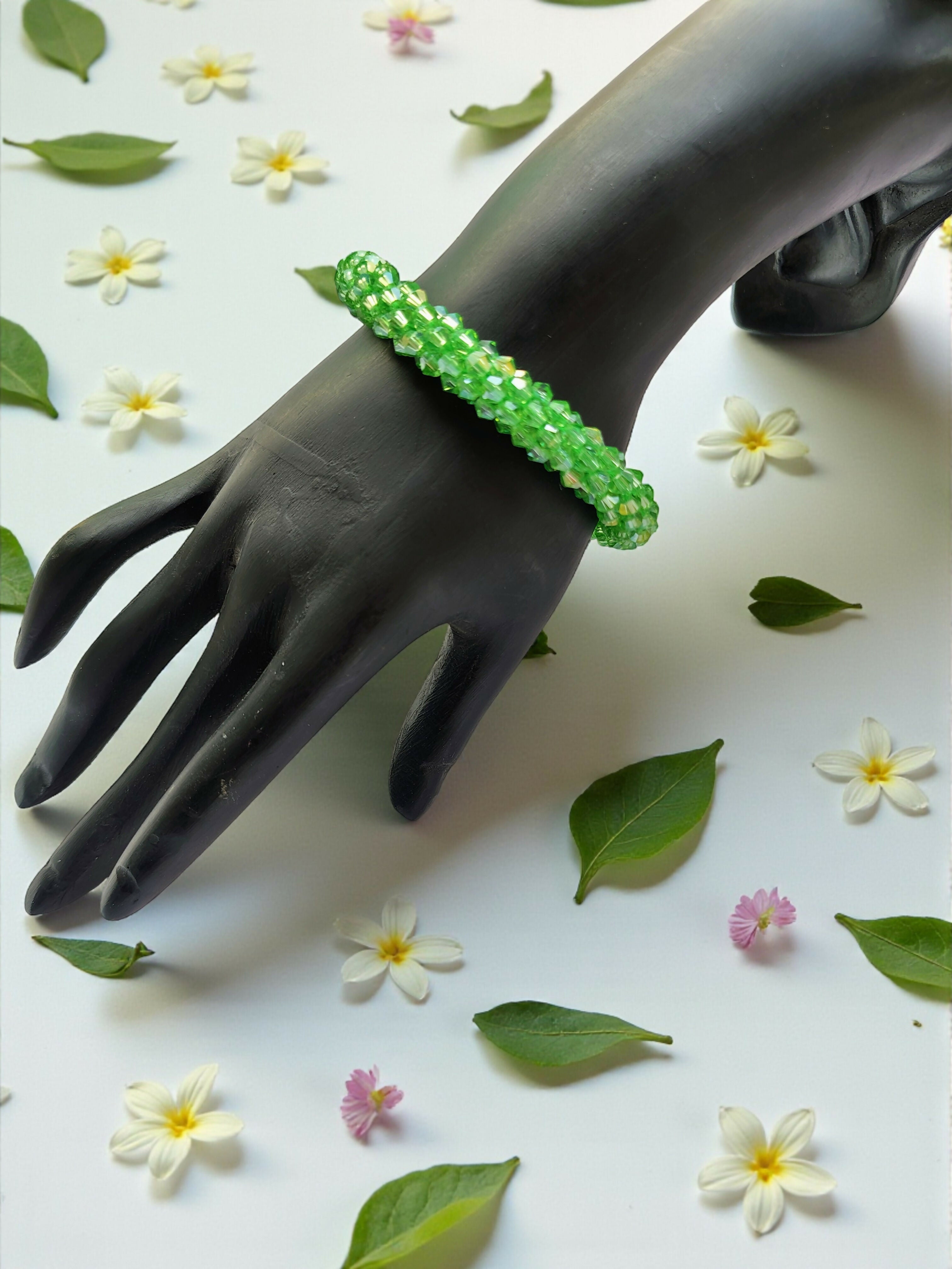 Inhanns Unisex Crystal Bloom – Adjustable Crystal Bead Bracelets - Pista Green - Distacart