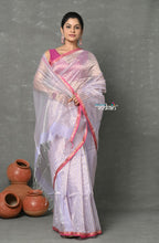 Very Much Indian Handloom Pure Cotton Silk Saree With Trendy Stripes - Pretty Lavender