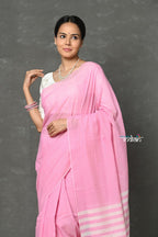 Very Much Indian Tyohaar - Pure Mul Cotton Handloom Saree - Feather Pink - Distacart
