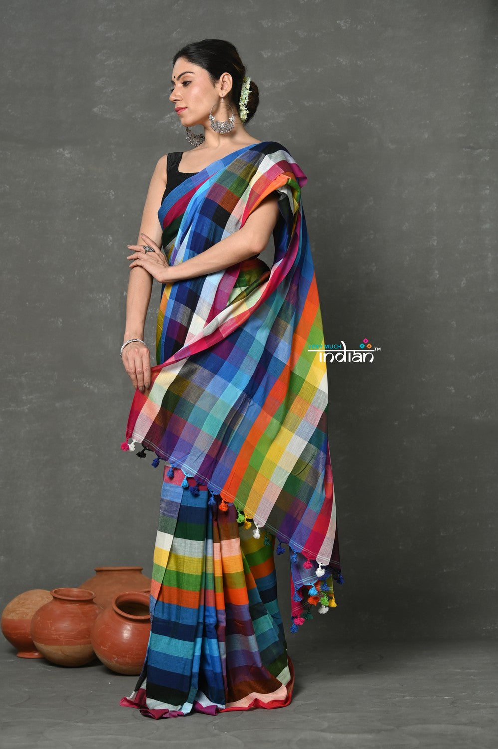 Very Much Indian Tyohaar - Exclusive! Pure Cotton Handloom Saree - Dream Rainbow Saree - Distacart