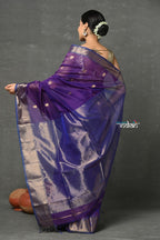 Very Much Indian Tyohaar - Handloom Pure Cotton Silk Saree With Golden Border - Violet