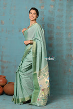Very Much Indian Tyohaar - Handloom Pure Cotton Paithani With Asawali Pallu - Sea Green - Distacart