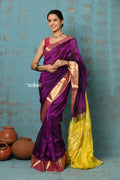 Very Much Indian Prerna - Handloom Pure Chanderi Cotton Silk Saree With Golden Border - Soft Plum