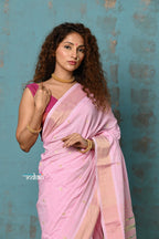 Very Much Indian Tyohaar - Handloom Pure Cotton Paithani With Asawali Pallu - Feather Pink - Distacart