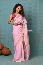 Very Much Indian Tyohaar - Handloom Pure Cotton Paithani With Asawali Pallu - Feather Pink - Distacart