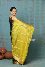 Very Much Indian Prerna - Handloom Pure Chanderi Cotton Silk Saree With Golden Border - Black