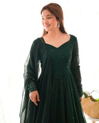 Joban Fashion Green Kurta Set Georgette Sequence Embroidery Work - Distacart