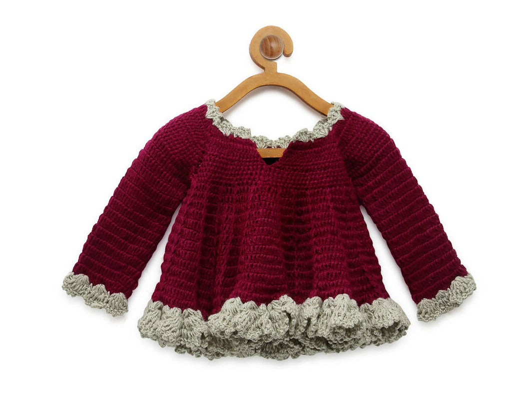 Chutput Kids Purple- Coloured Solid Pullover Sweater